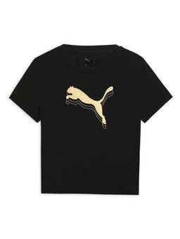 Puma - Essentials Metallic Girls Black Slim Fit T-Shirt