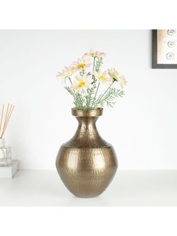 HomeTown - Shiraz Metal Hammered Vases In Gold