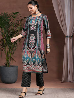 Libas - Black Poly Crepe Printed Kurta Sets for Women