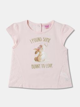 R&B - Cotton Regular Fit Cap Sleeve Round Neck Girls Top