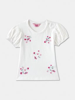 R&B - Cotton Regular Fit Half Sleeves Round Neck Girls Top