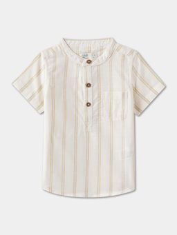 R&B - Cotton Relaxed Fit Half Sleeve Mandarin Collar Boys Shirt