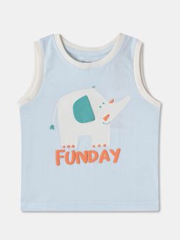 R&B - Cotton Regular Fit Sleeveless Round Neck Graphic Boys T-Shirt