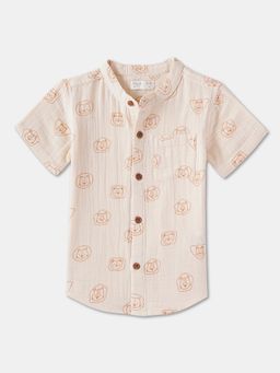 R&B - Cotton Regular Fit Half Sleeve Mandarin Collar Boys Shirt