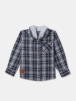 R&B - Flannel Regular Fit Full Sleeve Hooded Checks Boys Shirt