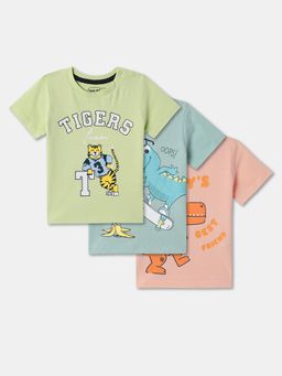 R&B - Cotton Regular Fit Half Sleeve Round Neck Boys T-Shirts (Pack of 3)