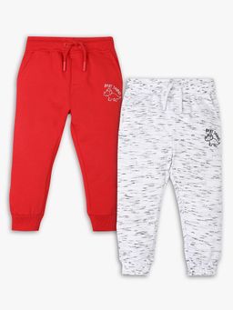 R&B - Cotton Relaxed Fit Drawstring Waist Print Joggers (Pack of 2)