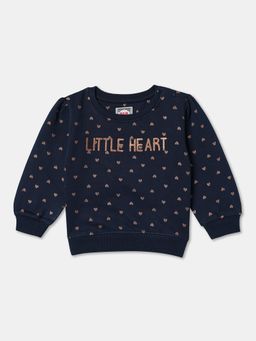 R&B - Cotton Regular Fit Full Sleeve Glitter Heart Crew Neck Sweatshirt