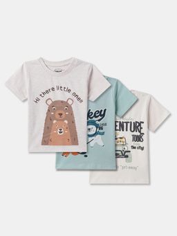 R&B - Cotton Regular Fit Half Sleeve Round Neck Boys T-Shirts (Pack of 3)