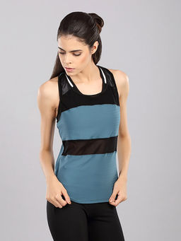 Kica - Victory Racer Back Tank Top With Mesh - Green
