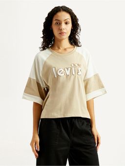 Levi's - Women Beige Colorblock Relaxed Fit T-Shirt