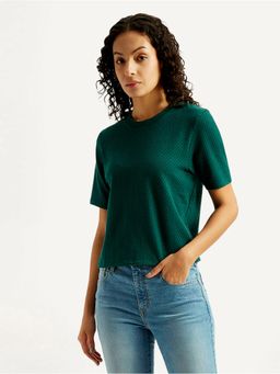 Levi's - Women Green Self Design Crew Neck T-Shirt