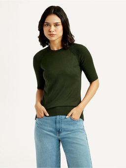 Levi's - Women Green Solid Crew Neck Top
