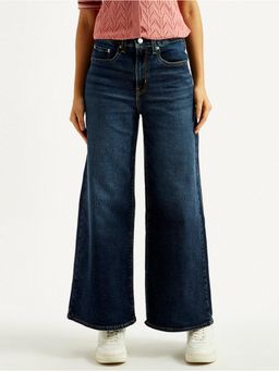 Levi's - Women 728 Flared Dark-Blue Solid Jeans