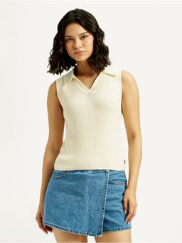 Levi's - Women Off White Textured Collar Top