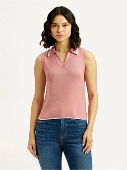 Levi's - Women Pink Textured Collar Top