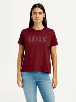Levi's - Women Maroon Solid Relaxed Fit T-Shirt
