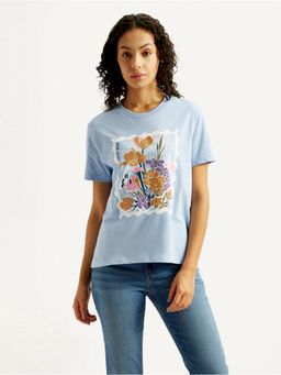 Levi's - Women Blue Floral Relaxed Fit T-Shirt