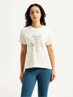 Levi's - Women White Printed Relaxed Fit T-Shirt
