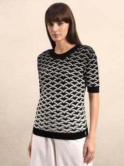 VERO MODA - Women Black Printed Knit Top