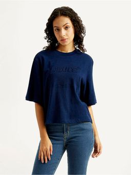 Levi's - Women Navy Blue Solid Boxy T-Shirt