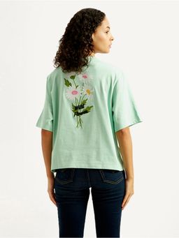 Levi's - Women Green Floral Relaxed Fit T-Shirt