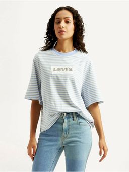 Levi's - Women Blue Striped Relaxed Fit T-Shirt
