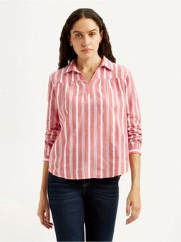 Levi's - Women Striped Pink Collar Top