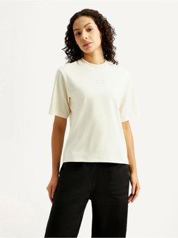Levi's - Women Cream Solid Crew Neck T-Shirt