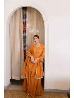 Zebein - Roshni Sharara Kurti with Sharara and Dupatta - Orange