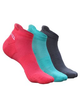 Heelium - Bamboo Ankle Socks for Women - 3 Pairs - Pink - Teal - Grey - Odour Free