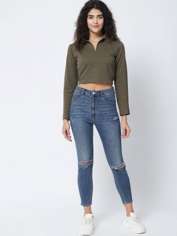Trend Arrest - Olive Polo Top