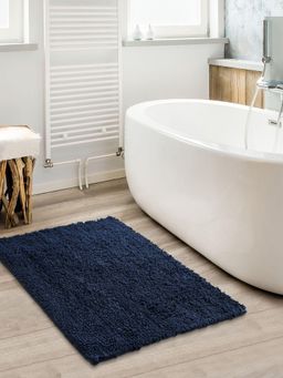 Sashaa World - Navy Blue Tufted Striped Bathmat