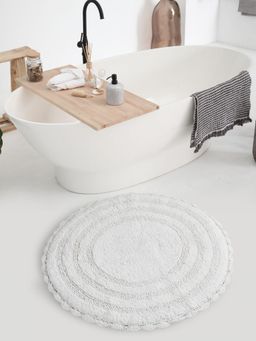 Sashaa World - White Round Reversible Crochet Bathmat