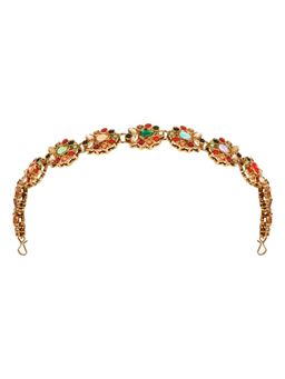 I Jewels - Gold Plated Multicolour Floral Kundan Sheeshpatti