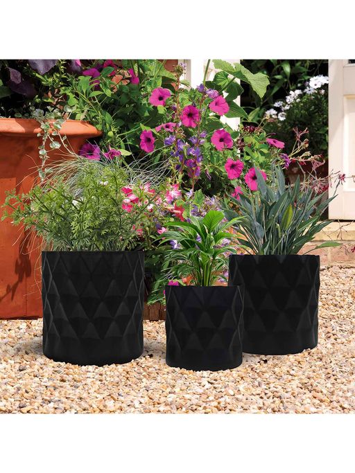 Metalsmith Iron Planter Pot for Indoor and Outdoor Decor - Black (Set of 3)