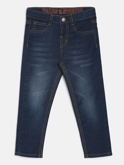 Tales & Stories - Boys Slim Fit Mid Rise Cotton Blue Jeans