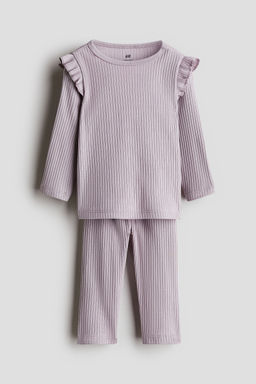 H&M - Boys Purple Ribbed Cotton Set