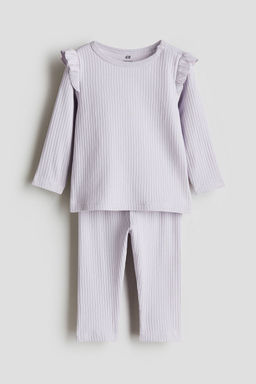 H&M - Boys Purple Ribbed Cotton Set
