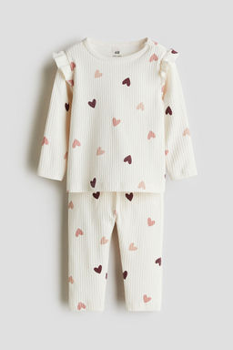 H&M - Boys White Ribbed Cotton Set