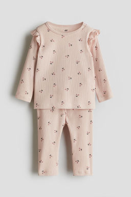 H&M - Boys Pink Ribbed Cotton Set