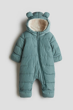 H&M - Boys Green Pile-Lined Snowsuit