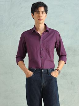 Arrow - Men Purple Cotton Slim Fit Shirt