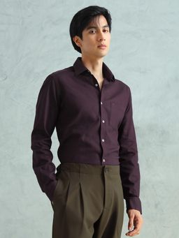 Arrow - Men Wine Cotton Slim Fit Shirt