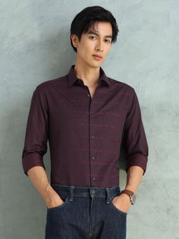Arrow - Men Wine Cotton Slim Fit Shirt