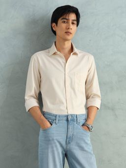 Arrow - Men Beige Cotton Slim Fit Shirt