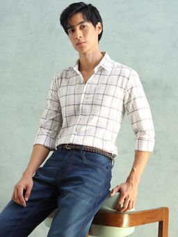 Arrow - Men Beige Cotton Slim Fit Shirt