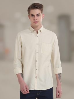 TURMS - Men Checks Cotton Beige Casual Shirt Stain and Water Repellent Anti Odor