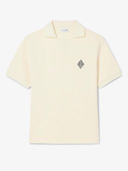 Lacoste - Men Beige Loose Fit Badge Accent Fleece Polo Shirt