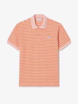 Lacoste - Men Pink Classic Fit Textured Striped Polo Shirt